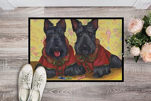 Miniatura 3 de Caroline's Treasures PPP3271MAT Scottish Terrier Scotties Rule Felpudo de 18 x 27 pulgadas, tapete para puerta delantera, interior y exterior, para