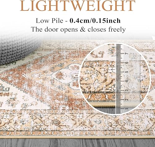 Miniatura 2 de Lahome Alfombras bohemias lavables a máquina, alfombra de área de 5 x 7 pies para sala de estar, alfombras ligeras y grandes para dormitorio,