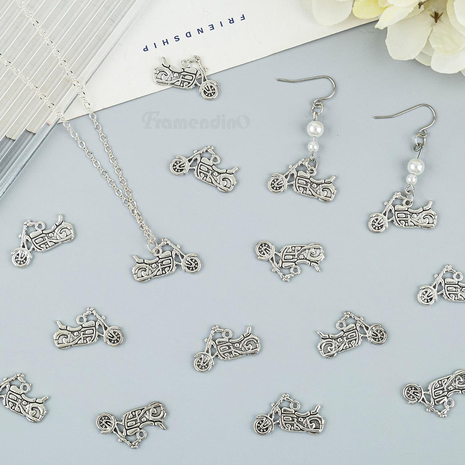 Framendino, Motorbike Charm Tibetan Motorcycle Ally Charm Autocycle Pendants Vintage Scooter Pendant Beads for Jewelry Making - Image 8