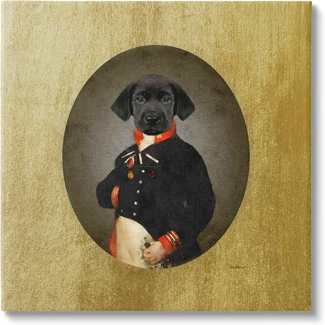 Stupell Industries Funny Black Dog Wearing Suit Vintage Admiral Portrait, Design by Amanda Greenwood Gallery Wrapped Canvas 30L" x 30W"