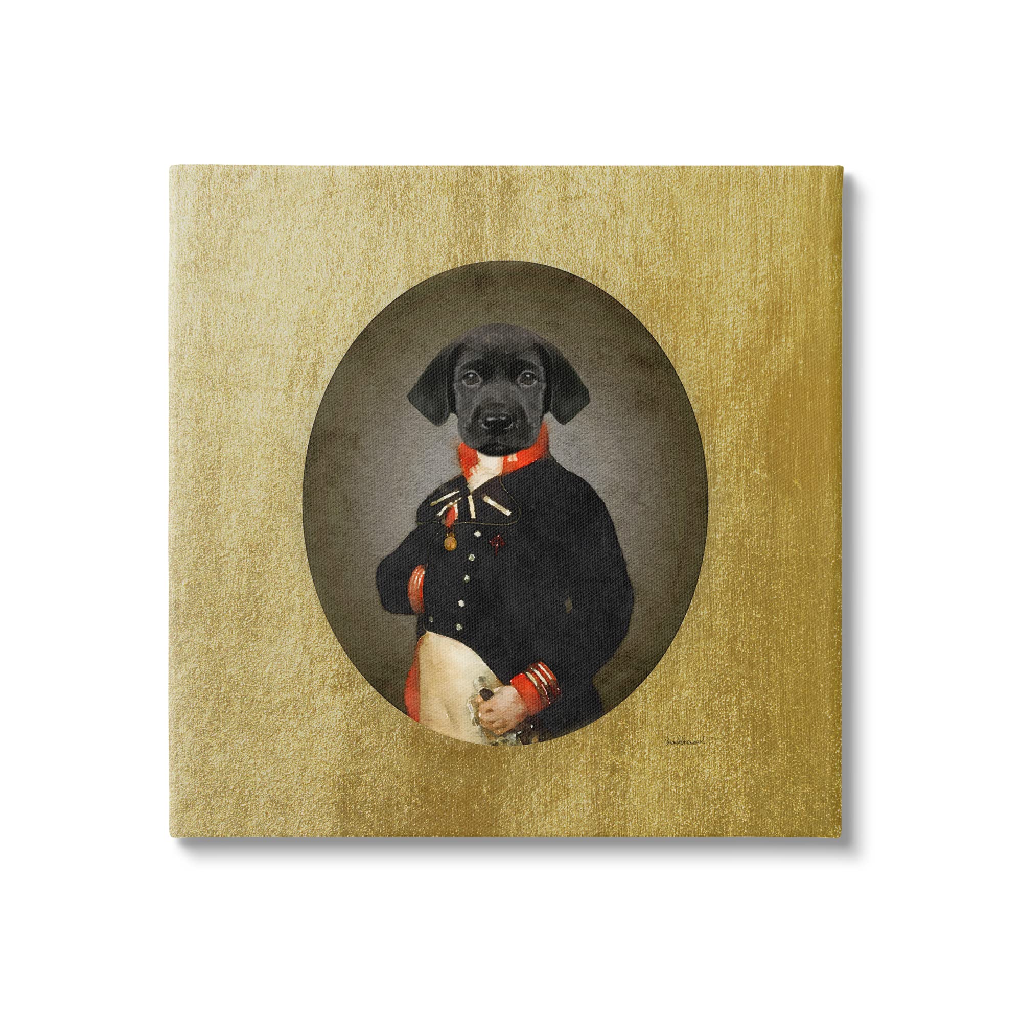 Stupell Industries Funny Black Dog Wearing Suit Vintage Admiral Portrait, Design by Amanda Greenwood