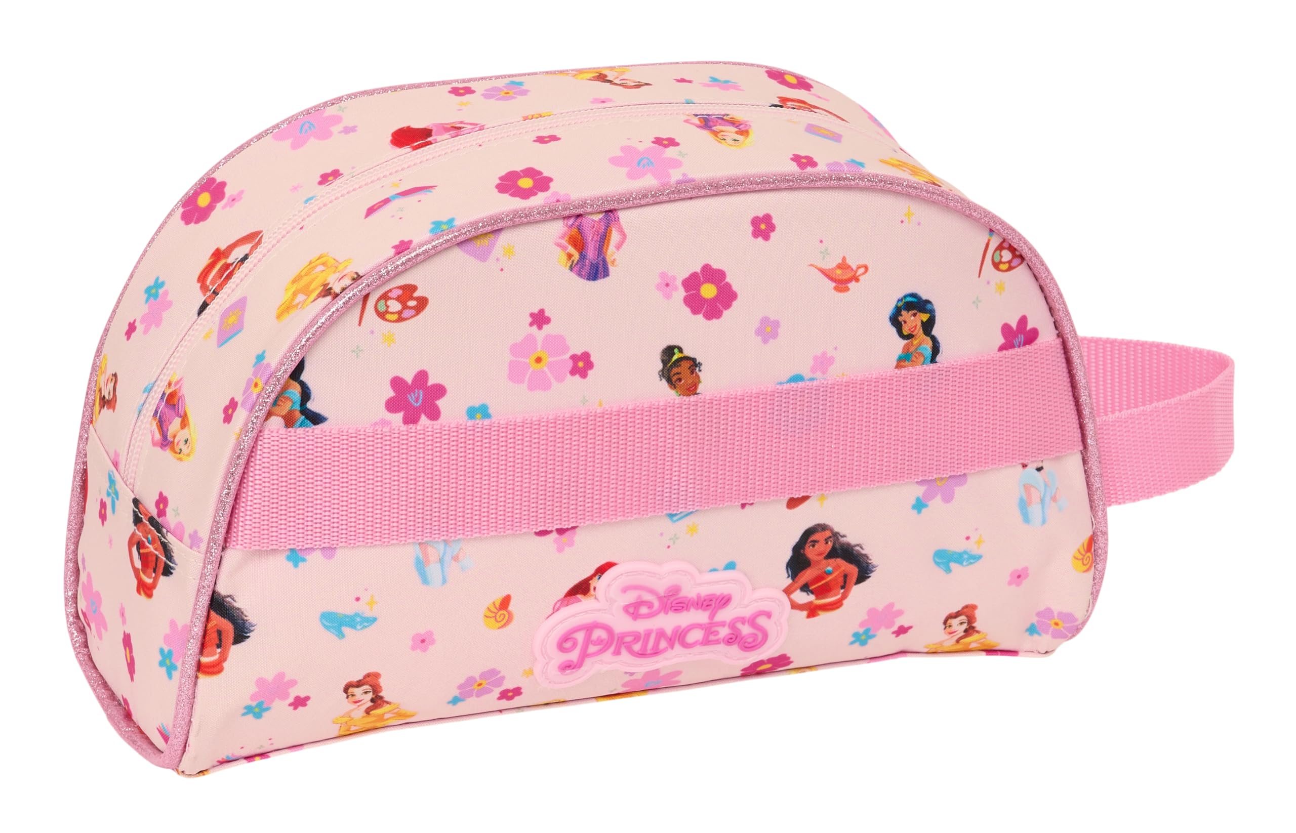 Princesas Disney Summer Adventures - Neceser Grande Niño, Neceser Infantil, Adaptable a Carro, Ideal para Niños de 5 a 14 Años, Cómodo y Versátil, Calidad y Resistencia, 26x16x9 cm, Color Rosa Claro