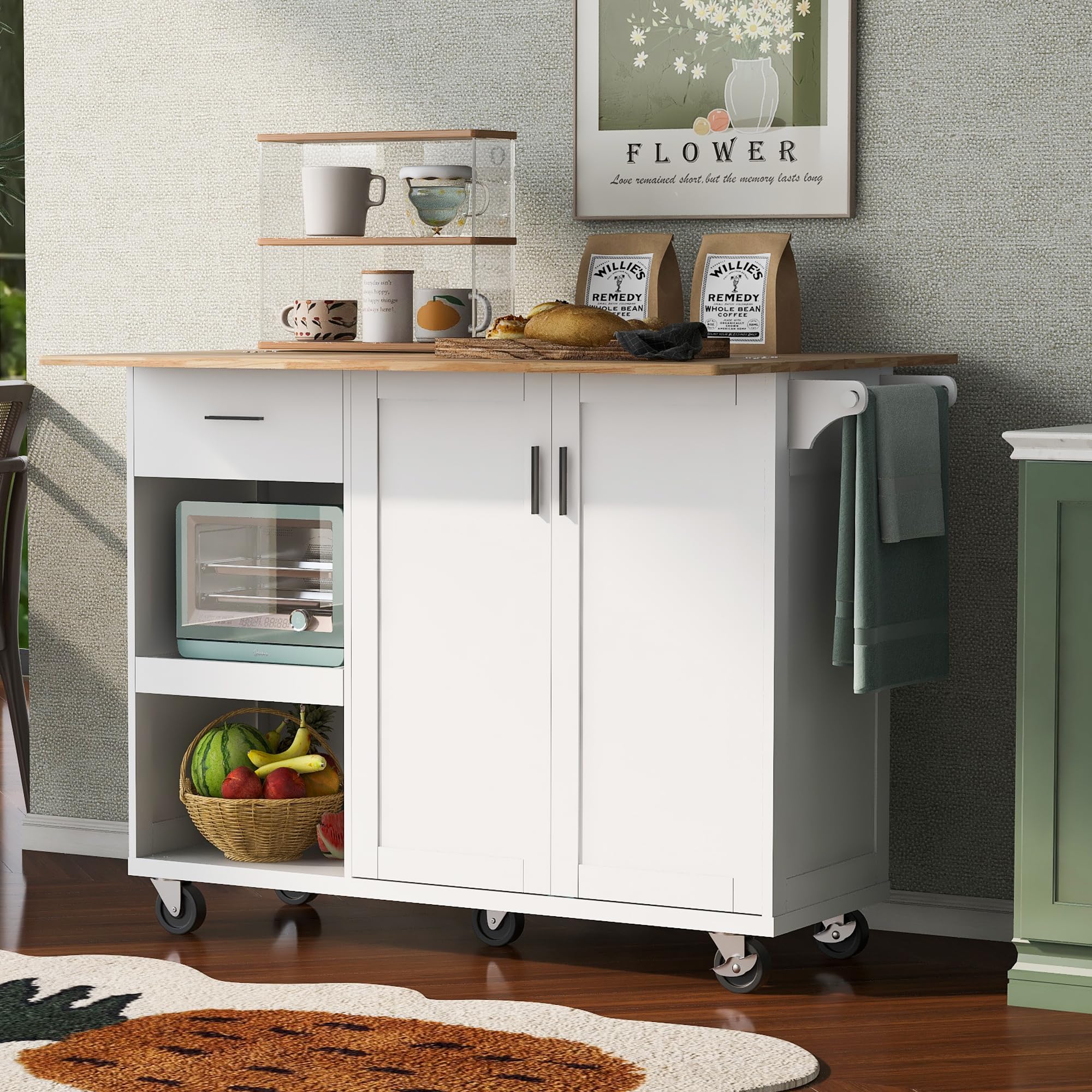 Amazon.com: NCKMYB Rolling Kitchen Island Side Table with Storage