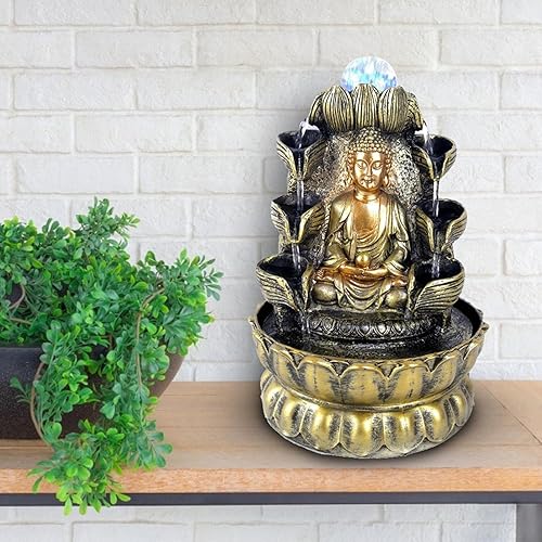Miniatura 7 de FECAMOS Kit de cascada decorativo de mesa, fuente de agua de mesa de Buda ligera única para mantener la buena suerte (#2)