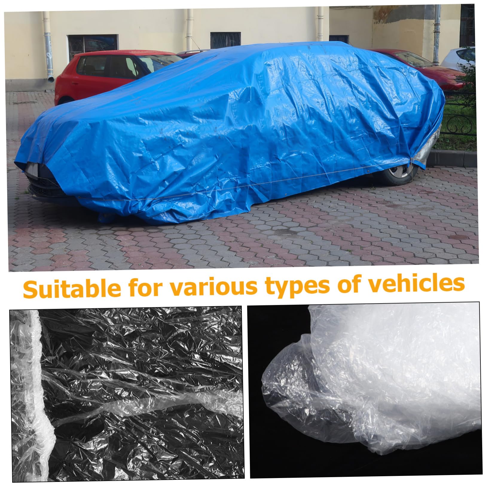 ULTECHNOVO Disposable Car Cover Transparent Pe Protection for Suvs Easy Application for Rain Outdoor Storage — view 8