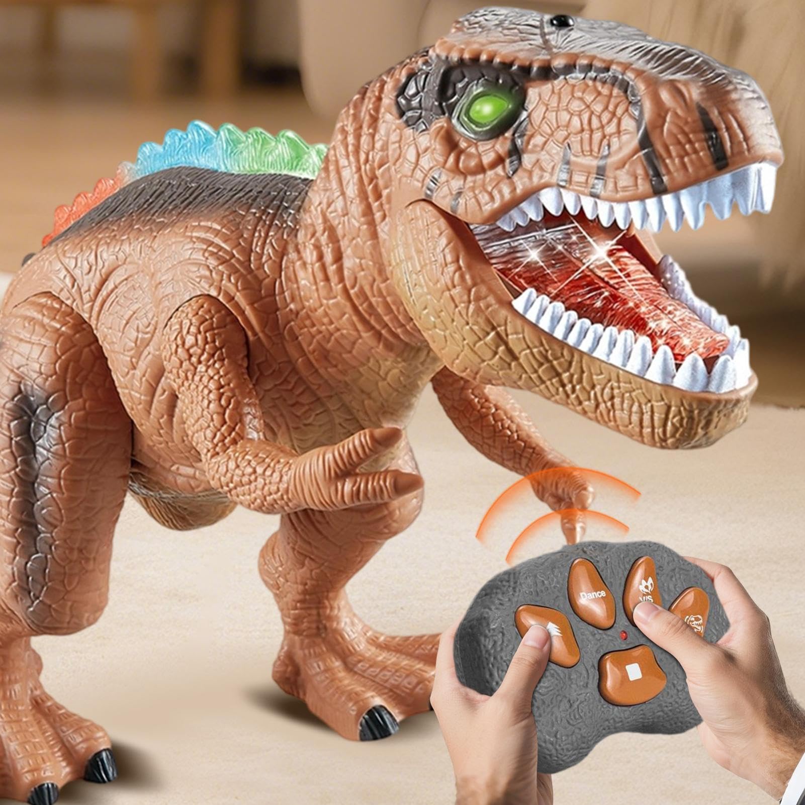 Toys Dinosaur, RC Walking Toy, Dinozaur, 16,14 x 6,69 x 10,24 , realistyczny ryczący rysunek natryskowy, interaktywna gra prehistoryczna do klasy, nagroda,