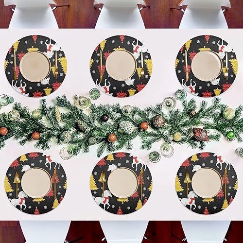 Miniatura 7 de White Unicorns Christmas Place Mats, Heat Resistant Non Slip Outdoor Washable Placemats for Kitchen one sizex6