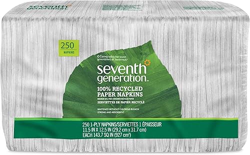 Seventh Generation Servilleta de almuerzo, color blanco, 1 capa, paquetes de 250 unidades (paquete de 12)