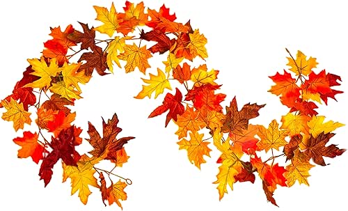 Whaline Artificial Autumn Fall Maple Leaves Garland Hanging Plant for