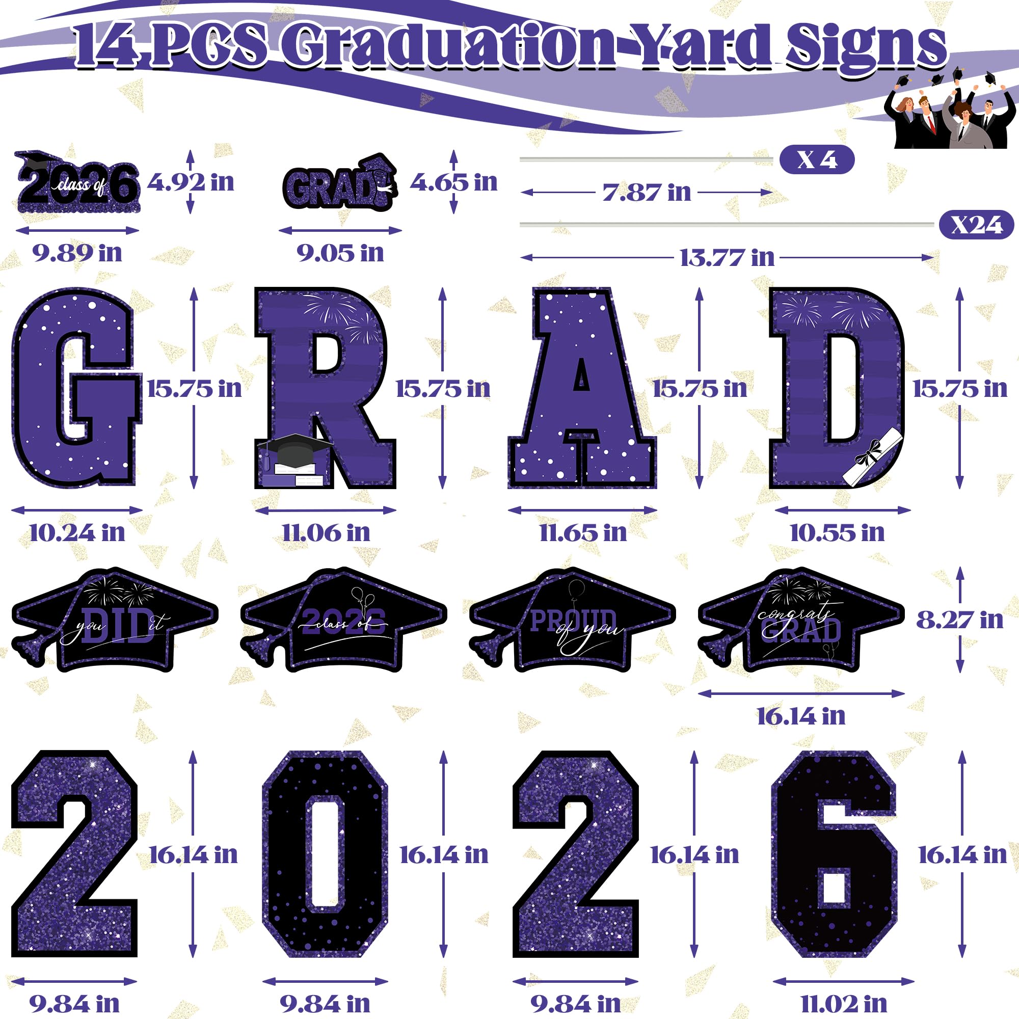Snapklik.com : 14 Pieces Graduation Yard Signs 2026, Class Of 2026 ...