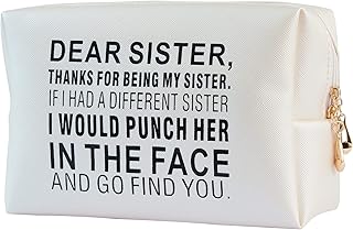 Sister Gifts Makeup Bag -Sisters Gifts from Sister - Sister Gifts, Gifts for Sister - Funny Christmas Birthday Gifts for Sister, Little, Big Sister, Sister in Law,Makeup Bag for Sister