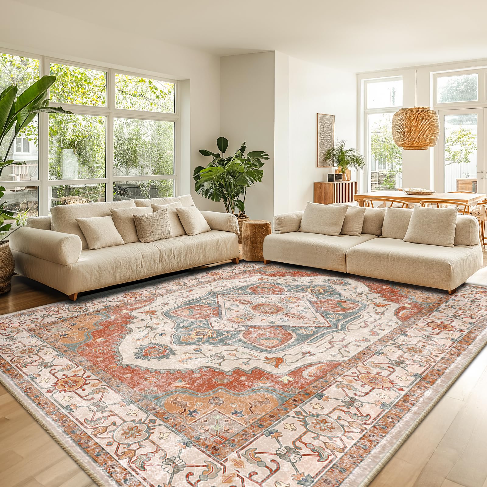 Amazon.com: RELEANY 9x12 Area Rug Vintage Machine Washable Low