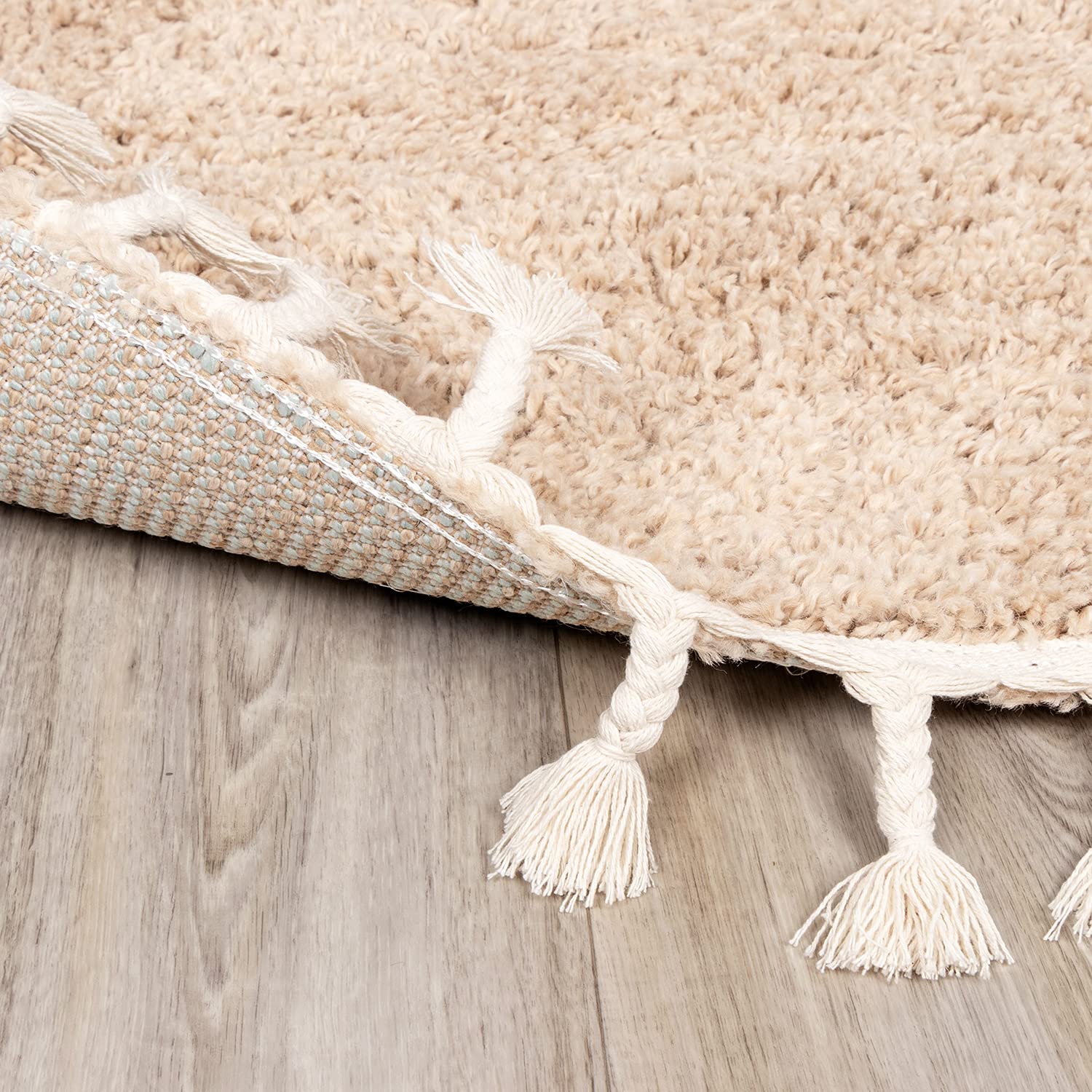 FRAAI | Home & Living Teppich Hochflor Rund - Lofty Fringe Beige - Ø 100 cm