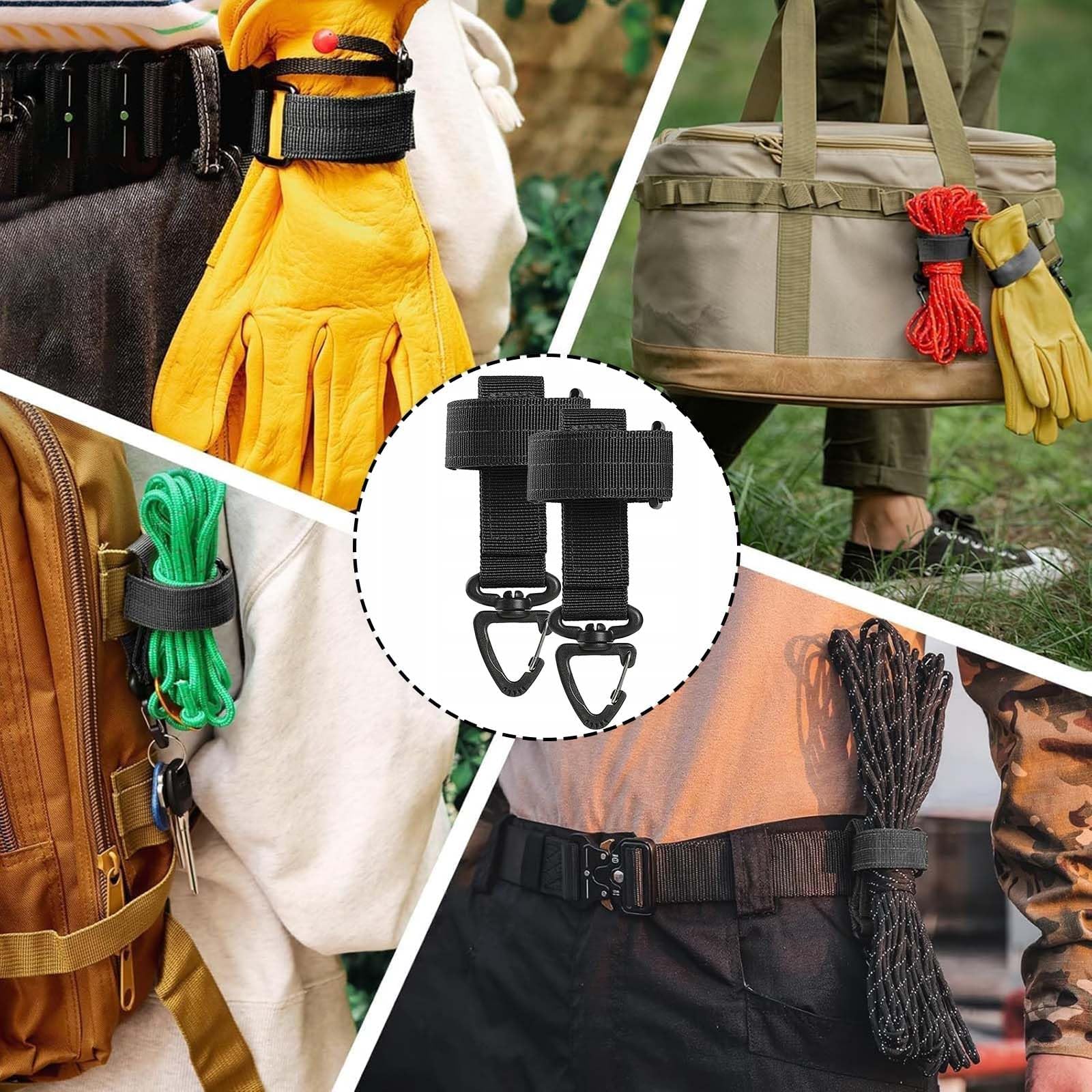 2 Piezas Unidades de Soporte para Guantes, Pinza Multiusos para Guantes de Trabajo, Cinturón Policial, Portaguantes Cinturon, para Jardines, Obras de Construcción (Negro)