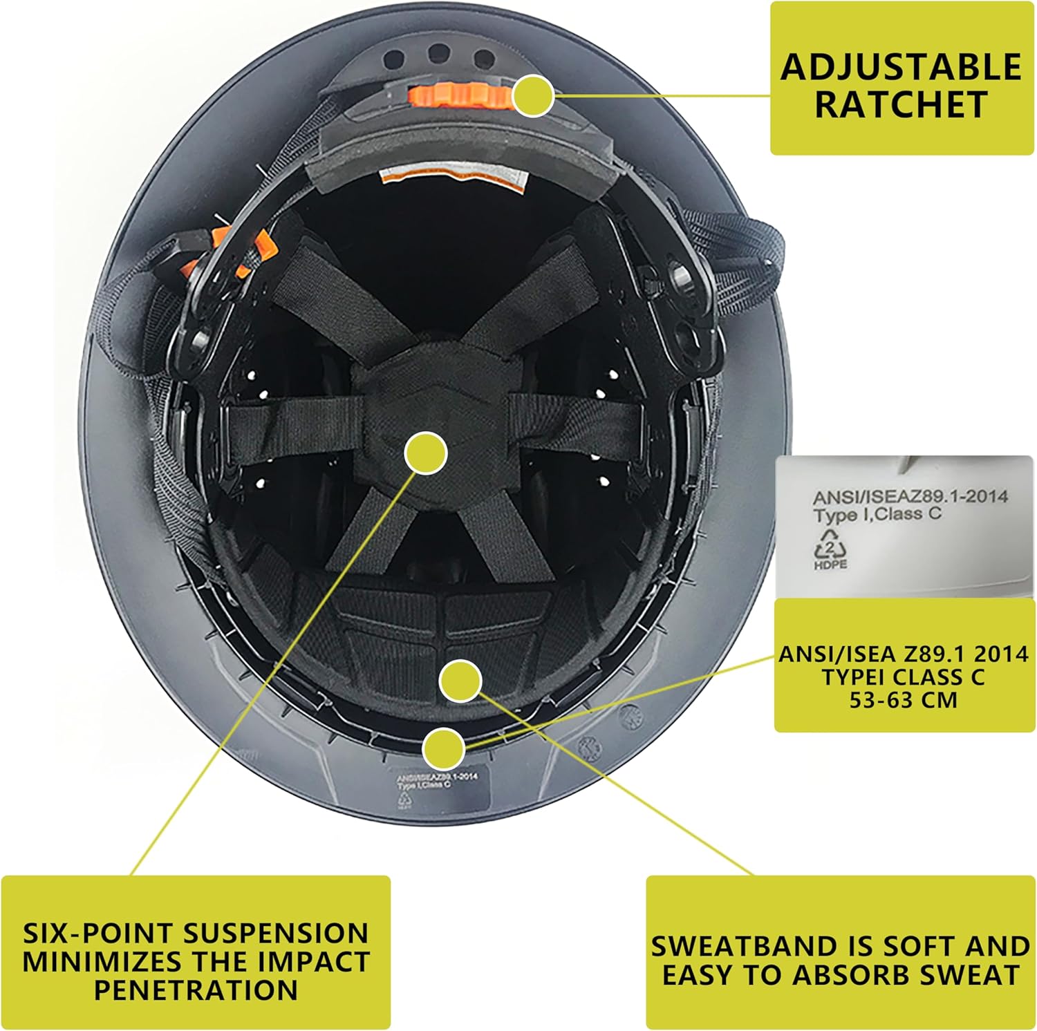 Hard Hat Full Brim Hardhats Safety Helmet Hydro Dipping HDPE ANSI Type Ⅰ Class C Certified ANSI Z89.1 Construction Work Industrial Vented