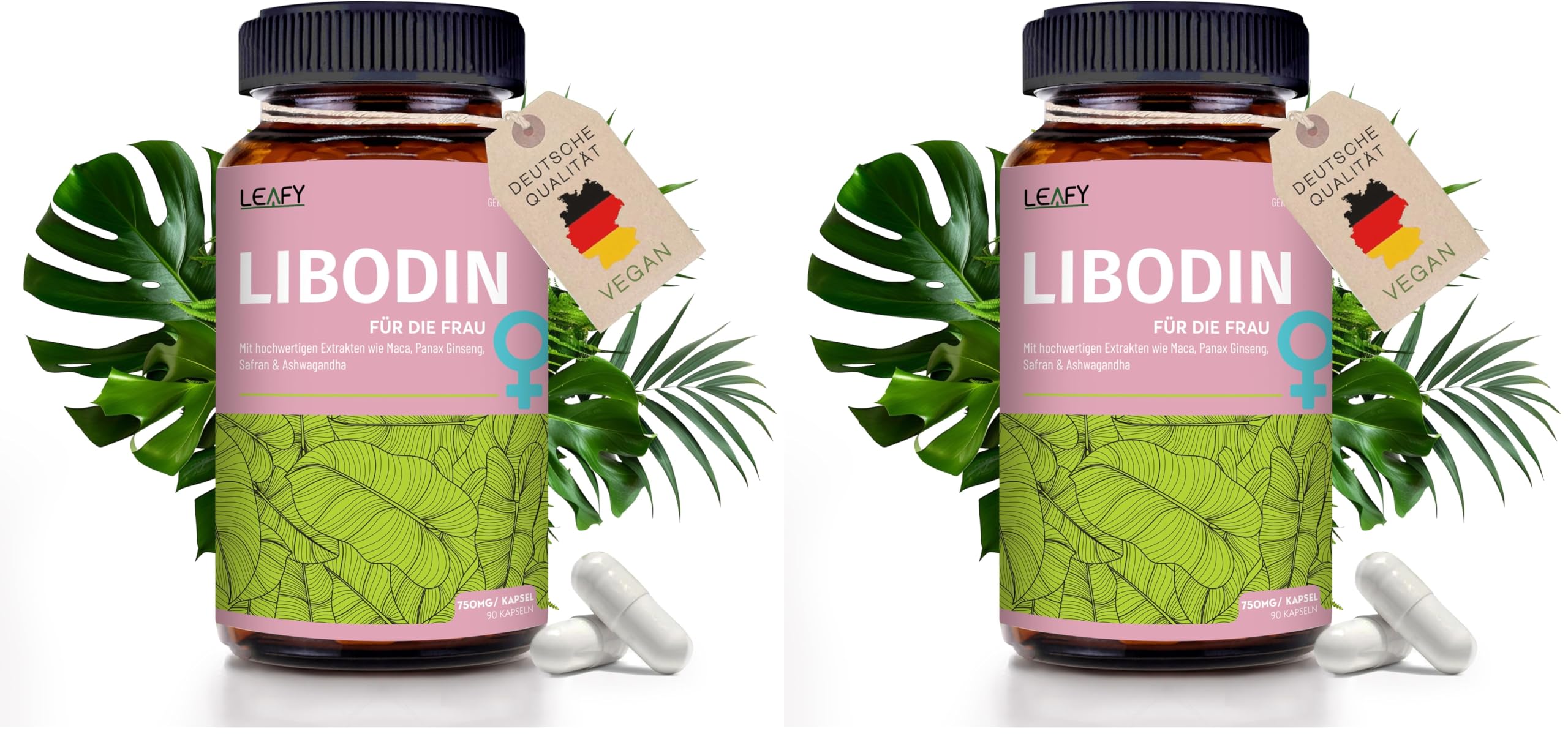NEU:Libo Booster für die Frau - Hochdosierte & Super Starke Pflanzenextrakte | Optimierte Rezeptur - 90 Kapseln a 750 mg pro Kapsel - Pflanzlich ohne Zusatzstoffe (Packung mit 2)