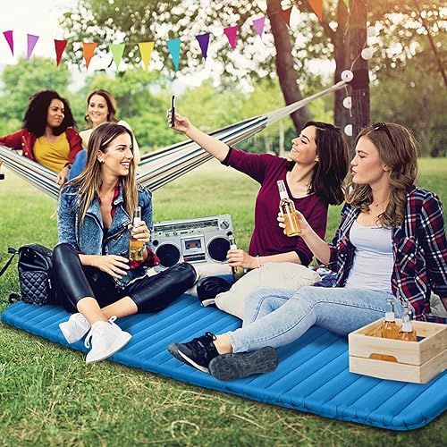 Miniatura 8 de Goplus Colchoneta inflable para acampar, almohadilla de campamento de 3 pulgadas de grosor, impermeable y cómoda, colchón de aire ultraligero para