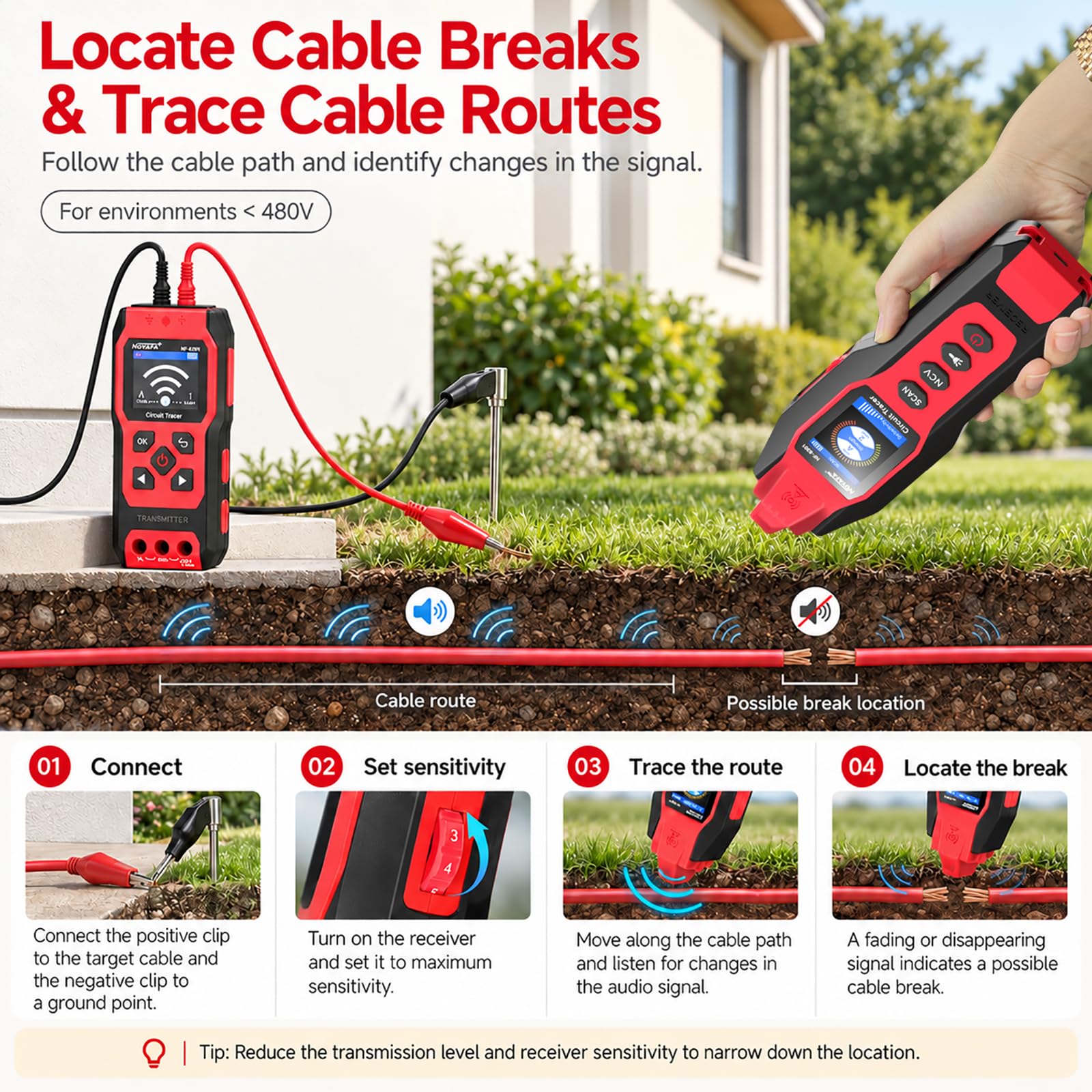 NOYAFA NF-8301 Circuit Tracer - Underground Wire Locator -4 NOYAFA NF-8301 Circuit Tracer - Underground Wire Locator -4