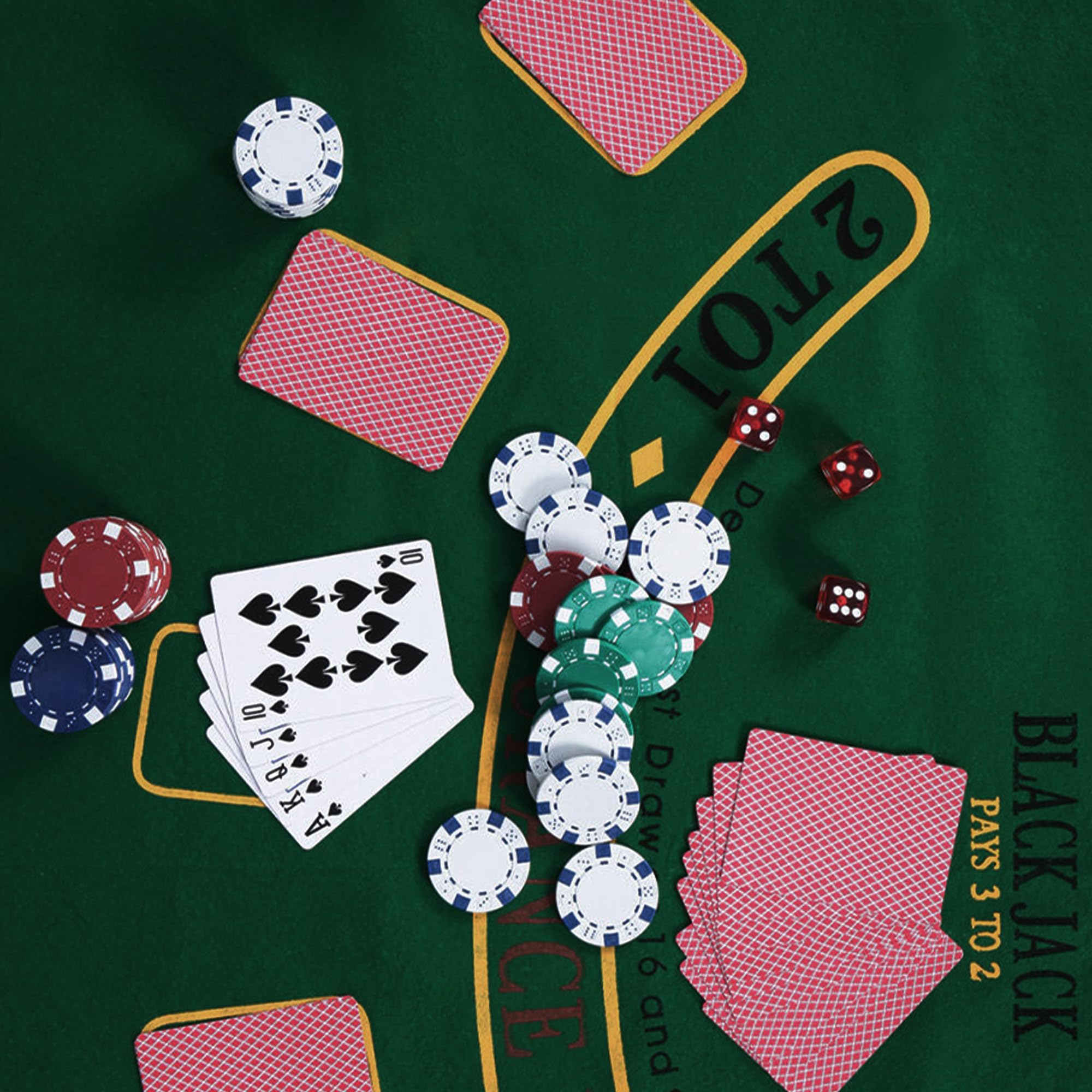 Pokerset inkl. 2X Pokerdecks, 5X Würfel, Dealer/Small Blind/Big Blind Button, Pokerspiel Alu Pokerkoffer mit 300 Chips Laser Pokerchips Set, Kartenspiele Aluminium Kasino Silber