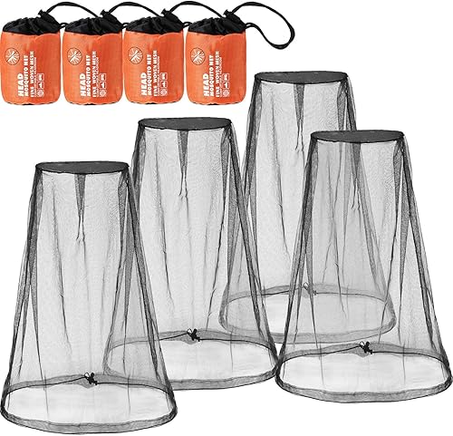 Miniatura 45 de HESTYA 4 Pack Mosquito Bug Net Mesh for Head Mosquito Net Face Fly Netting Hood from Insect Bugs Gnats for Outdoor