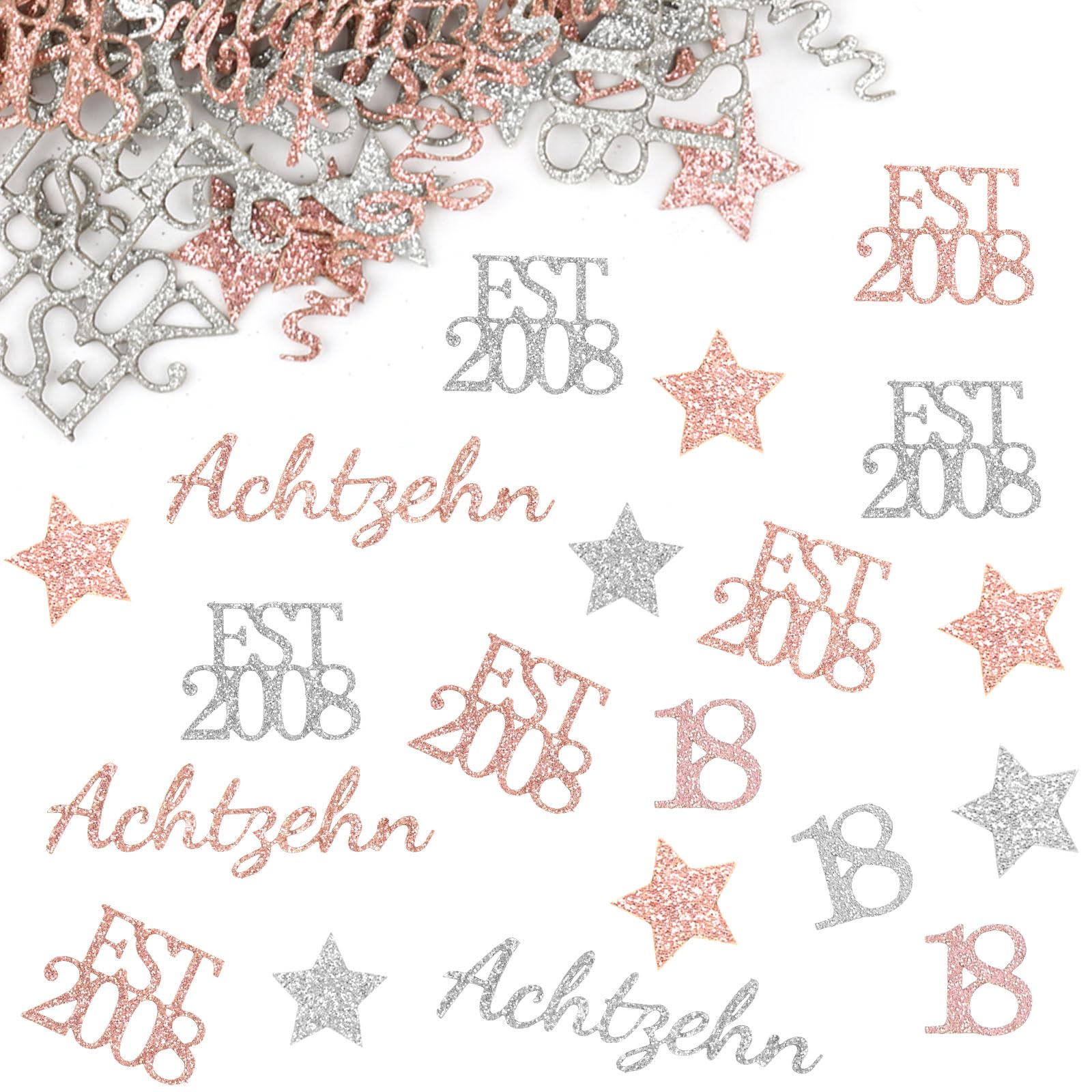 200 Stück 18 Geburtstagsdeko Konfetti,Groß Tischdeko Geburtstag Frauen,Glitzer Streudeko,Rosagold Happy Birthday Deko Confetti für 18. Geburtstag Jubiläen Party