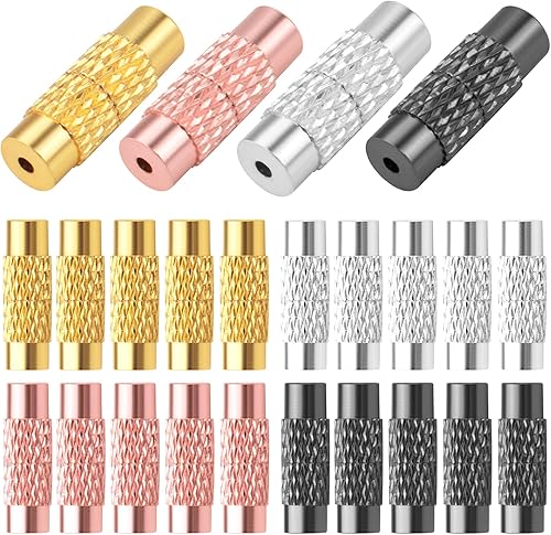 100 piezas de 4 colores de latón con cierre de rosca de tubo de barril para sujetador, tapas de joyería para manualidades, pulseras, collares,