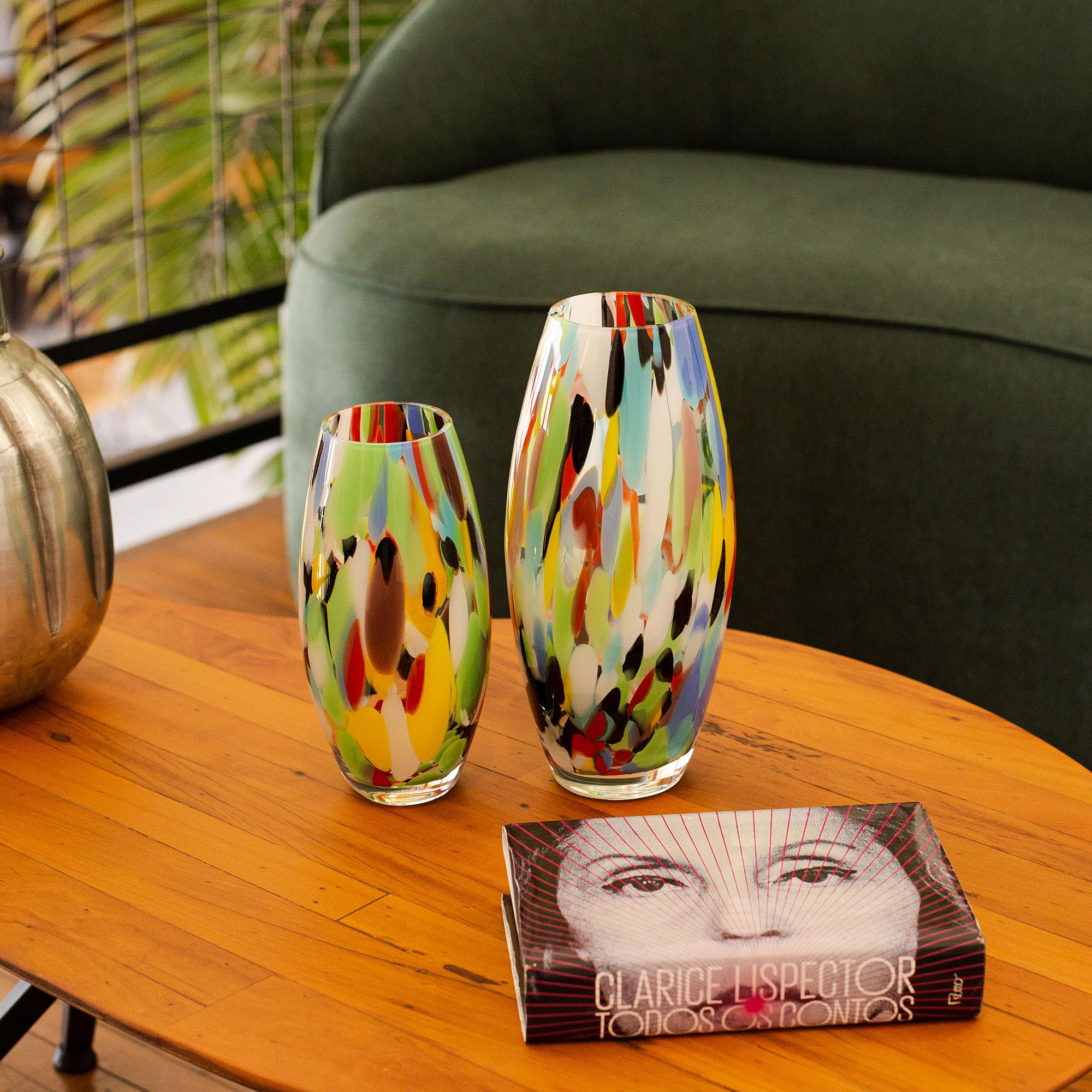 Cá d'Oro Oliva Glass Vase 花瓶 ムラーノガラス Cá d'Oro Vaso Modelo Oliva P com Efeito Multicor Colorido em Vidro
