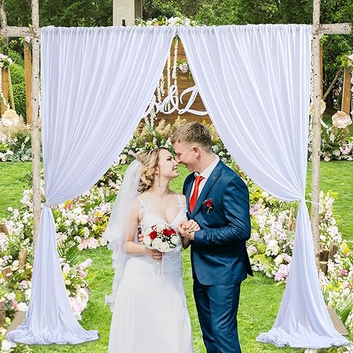 Miniatura 6 de Cortina tipo telón de fondo blanco de 10 x 10 pies para fiestas, sin arrugas, para bodas, baby shower, decoración de fondo de fiesta de cumpleaños,