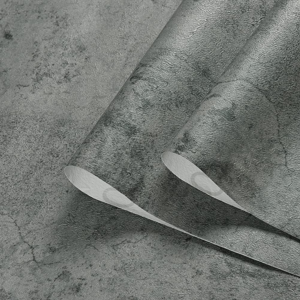 Bai You Mei Grigio Scuro Nero Carta da parati Concrete Ottica Autoadesiva 3mx40cm Adesivi per Carta da Parati Effetto 3d Grigio Matta Mobili Adesivi Film Concrete per cucin