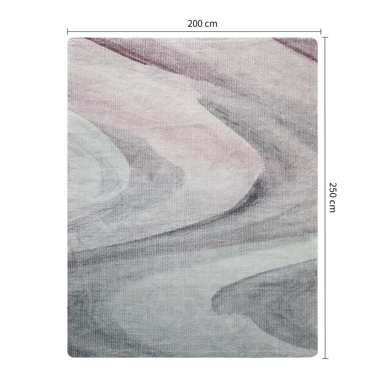 Alfombras para Salon, Alfombra Abstracta Moderna Pelo Suave Comedor Dormitorio Decoración del Hogar Alfombra Antideslizante (200 x 250 cm, Gris/Rosa)