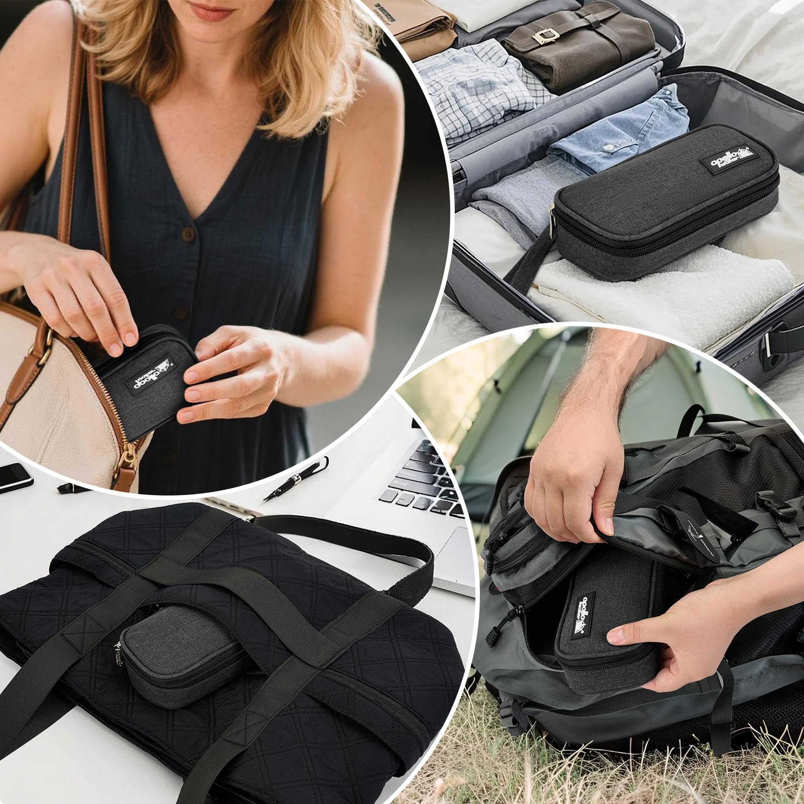 apollo walker Borsa Frigo per Insulina per Farmaci Diabetici - Organizer Portatile con 2 Borsa Frigo Piccola, Borsa Termica Fodera Isolante e Astuccio Termico per Insulina(nero)