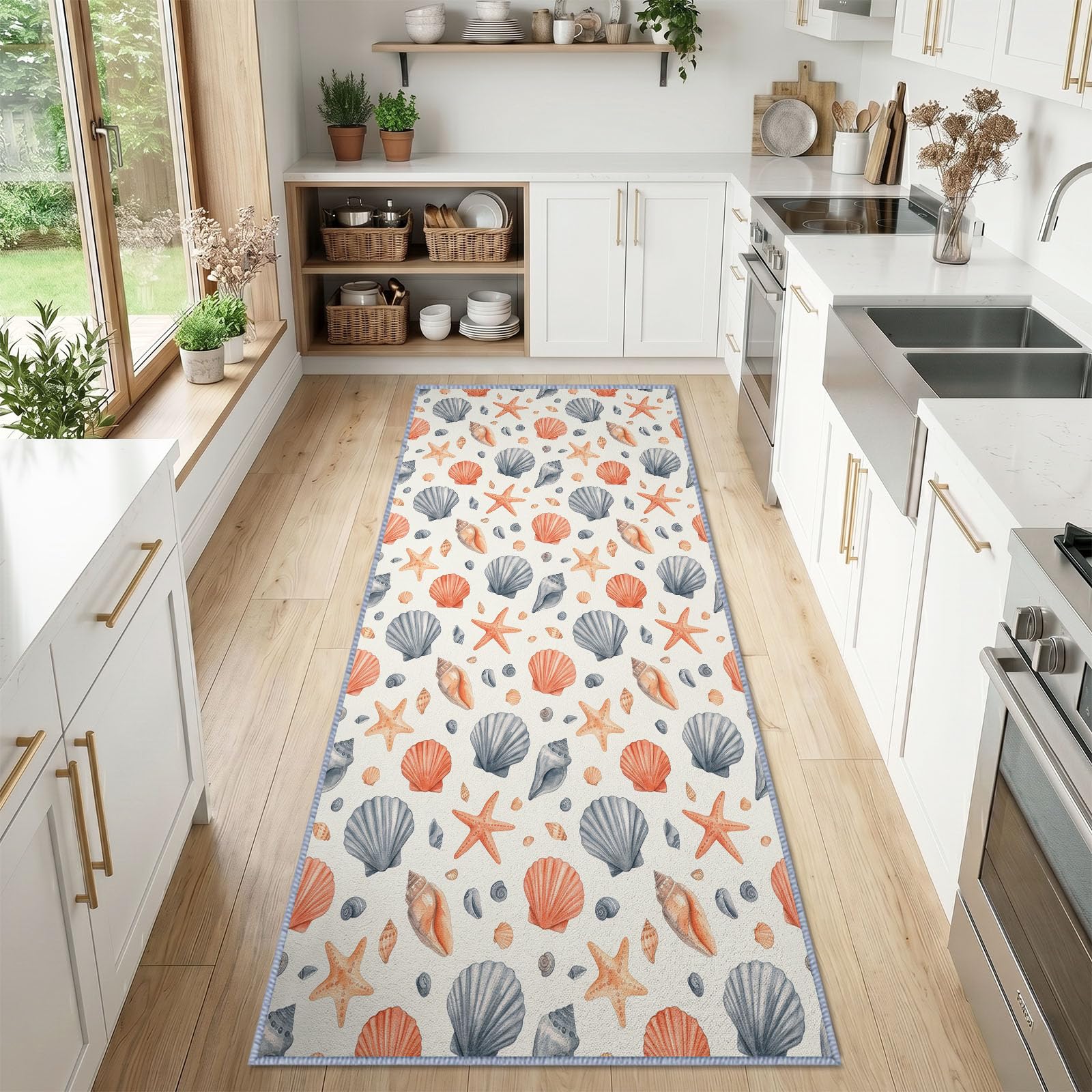 Ozean Jakobsmuscheln Muschelhorn Teppich Läufer 75 x 200 cm Teppich Flur