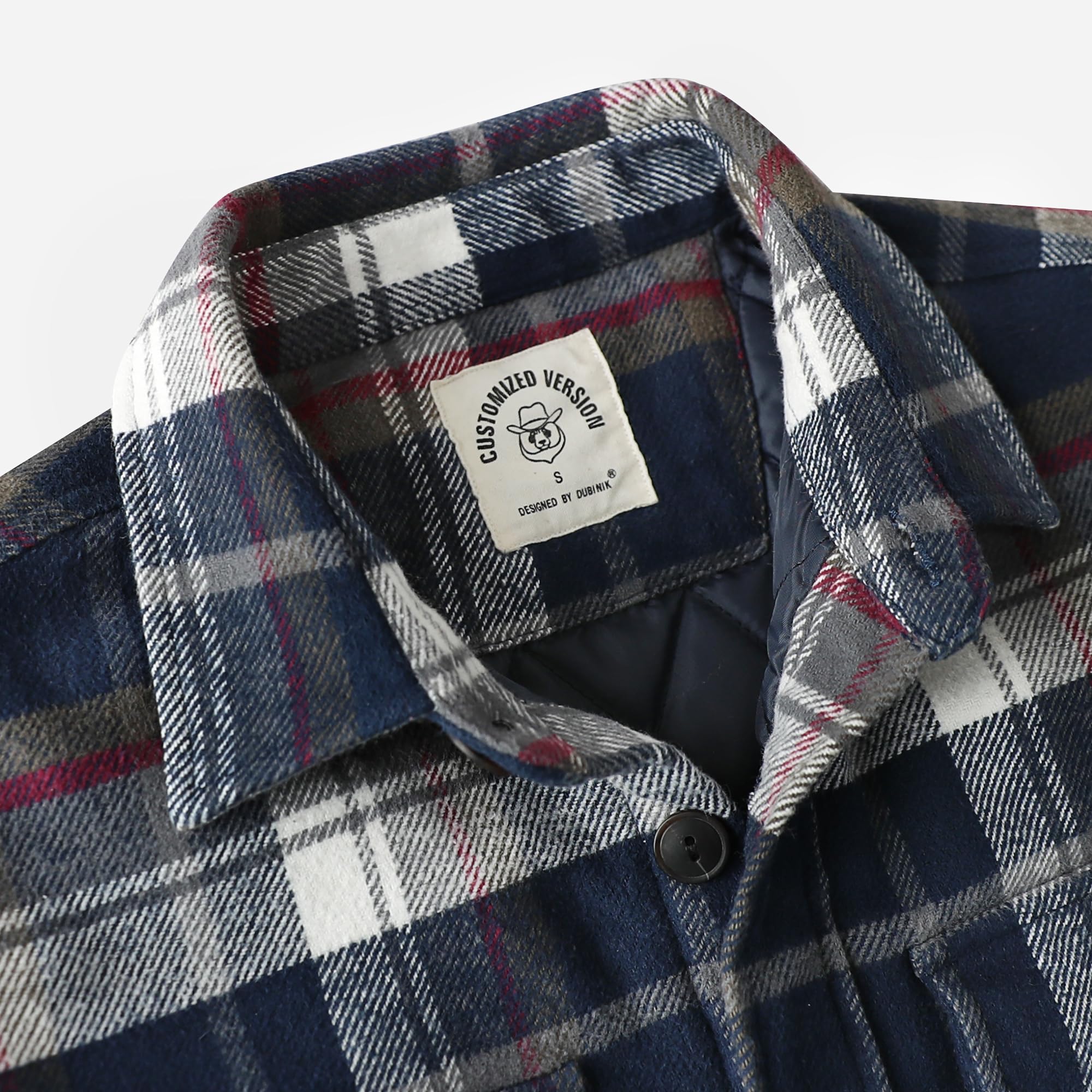 Dubinik® Giacca da Uomo Calda Foderata Cotone Leggero Giacca Camicia Flanella Casual Bottone Quadri Overshirt Manica Lunga