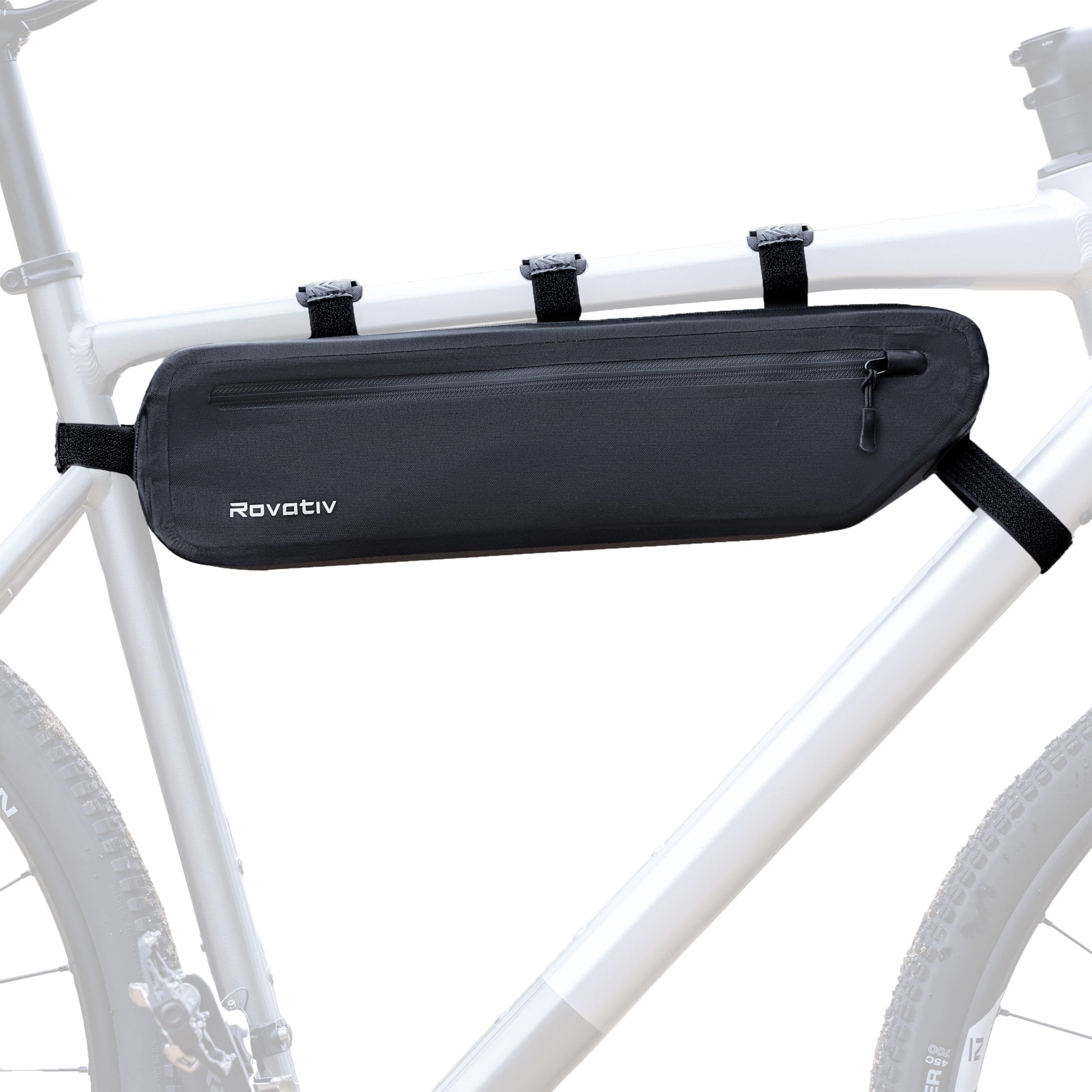 Rovativ® Bikepacking Rahmentasche [42 cm] 100% wasserdicht - Fahrradtasche für Gravelbike und Ultracycling [3,2 l]