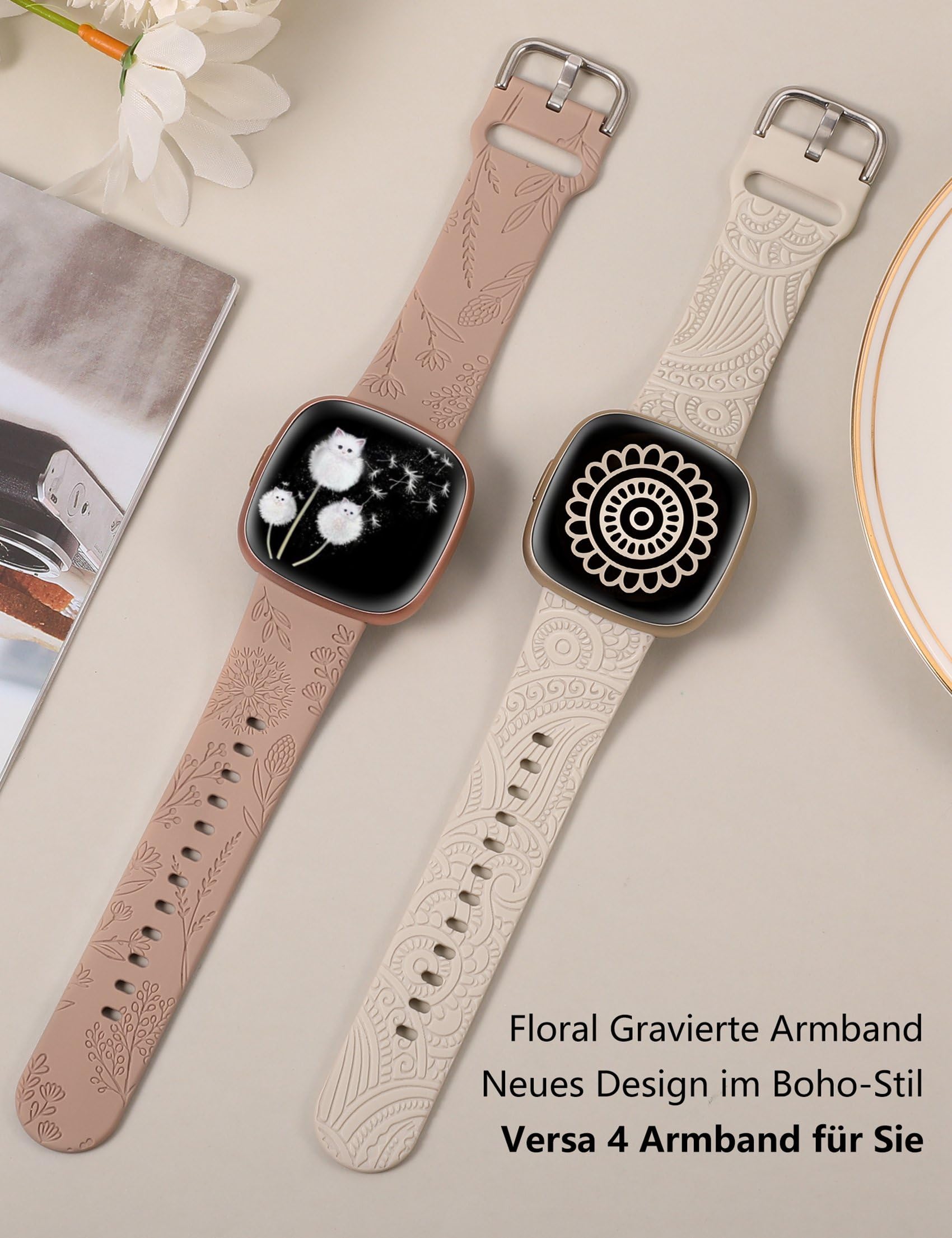 TOYOUTHS 2 Packs Floral Compatible with Fitbit Versa 4/Versa 3/Sense 2/Sense Straps - Image 4