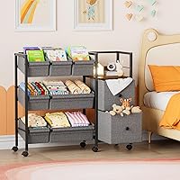 Vista 2 de Organizadores de juguetes y contenedores de almacenamiento para niños, 7 contenedores de almacenamiento + 2 cajones de tela + 1 estantería