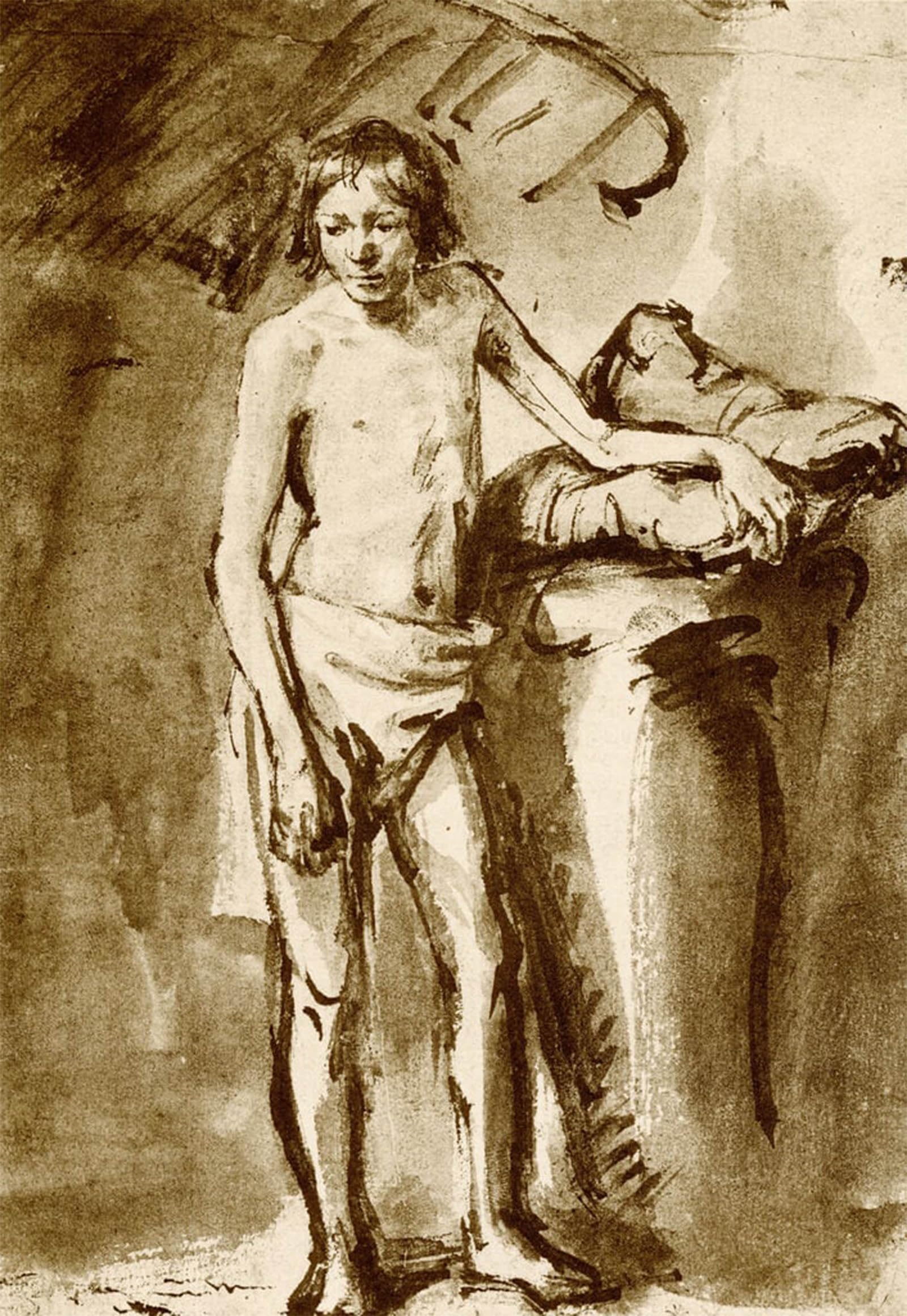 POSTERIIk Vintage Classic Picture Landscape Artwork Drawing for a youth by Rembrandt van Rijn Portrait Canvas Painting for Office Home Decor 60x90cm