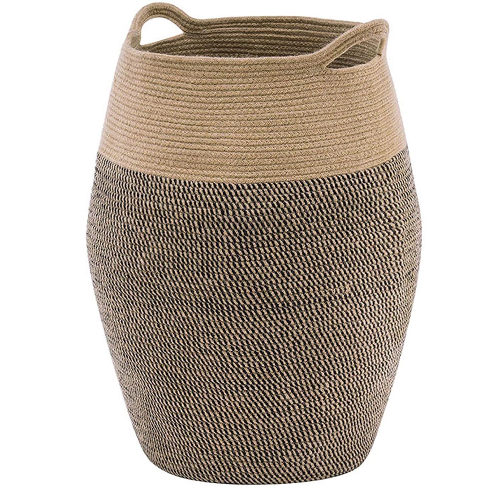 Laundry Basket with Handles, 65cm Tall Cotton Rope Storage