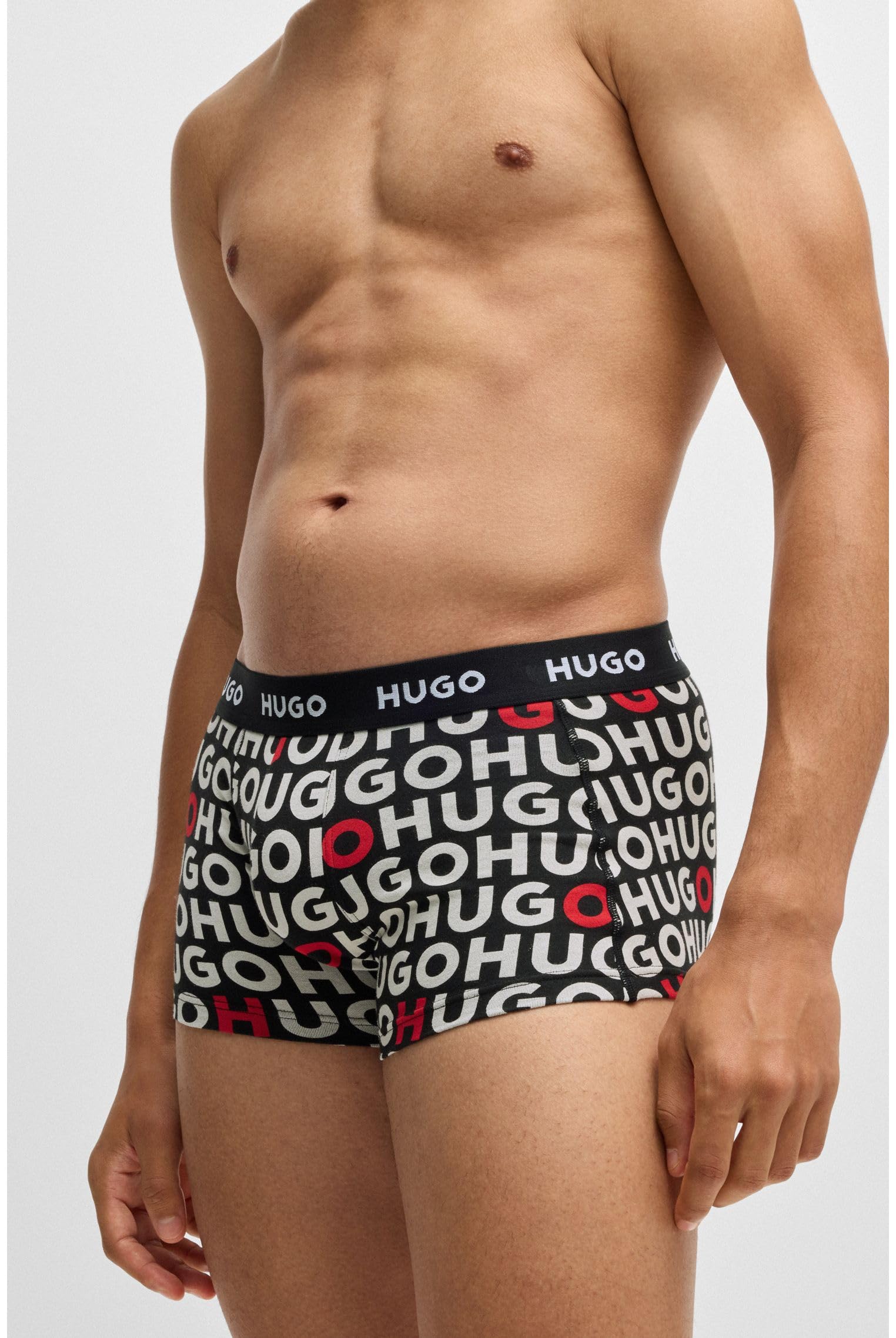 Hugo Paquete de 3 Calzoncillos Elásticos de Algodón con Logotipo Llamativo Bañadores Ajustados para Hombre Hombre