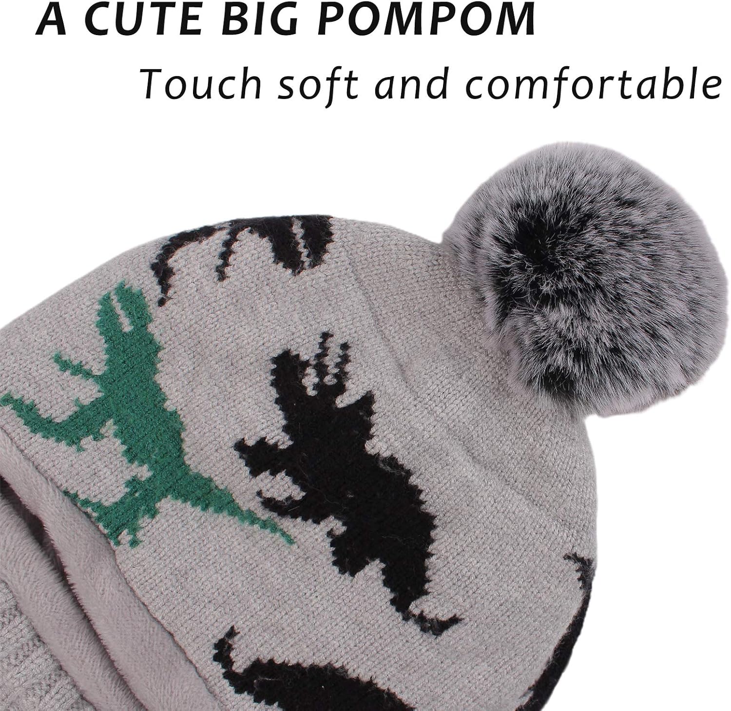 Winter Baby Knitted Hat Scarf Kids Boys Girls Hood Hats Toddler Earflap Beanie with Pompom - Image 3