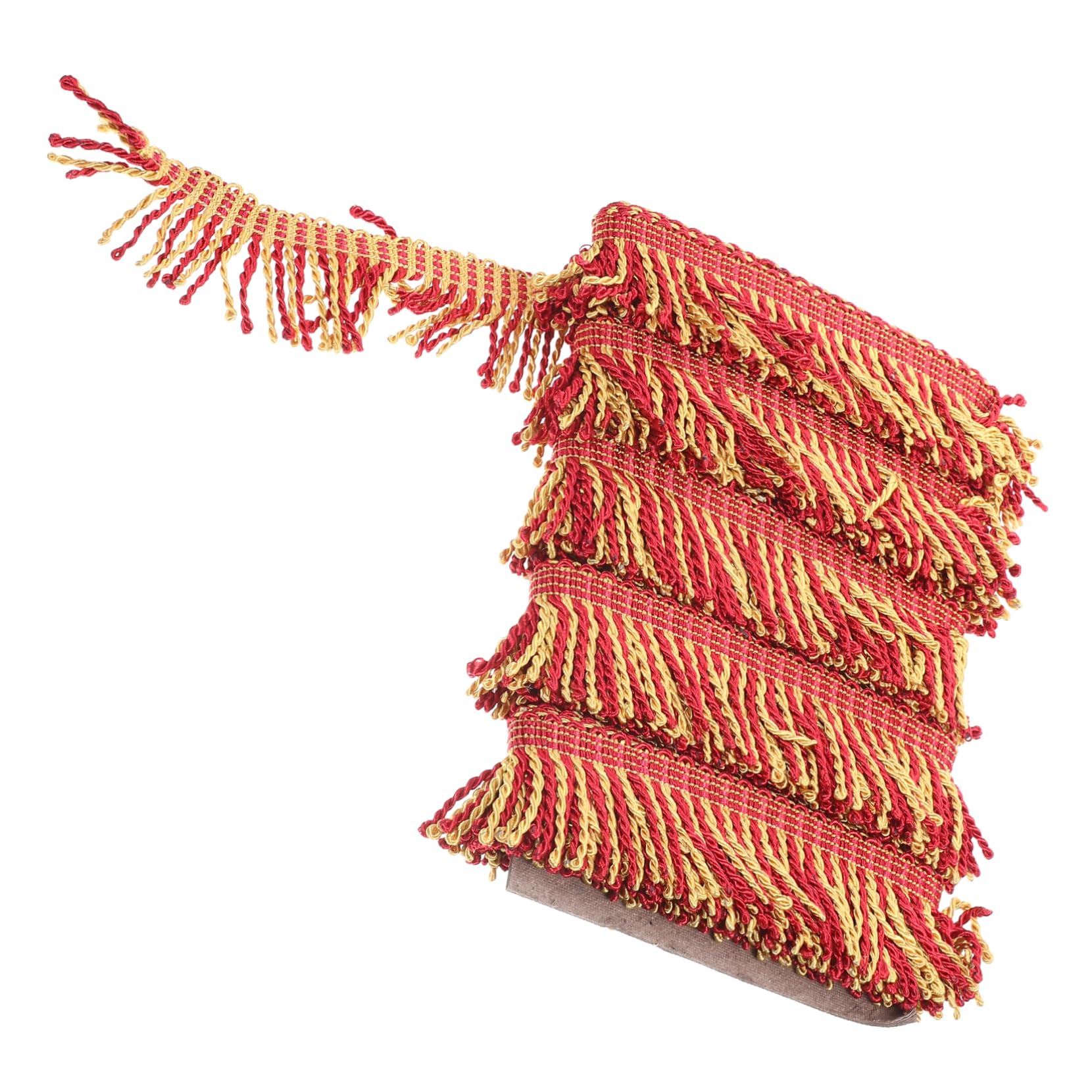 Pompon décoratif à franges dorées et rouges 14m en polyester pour rideaux