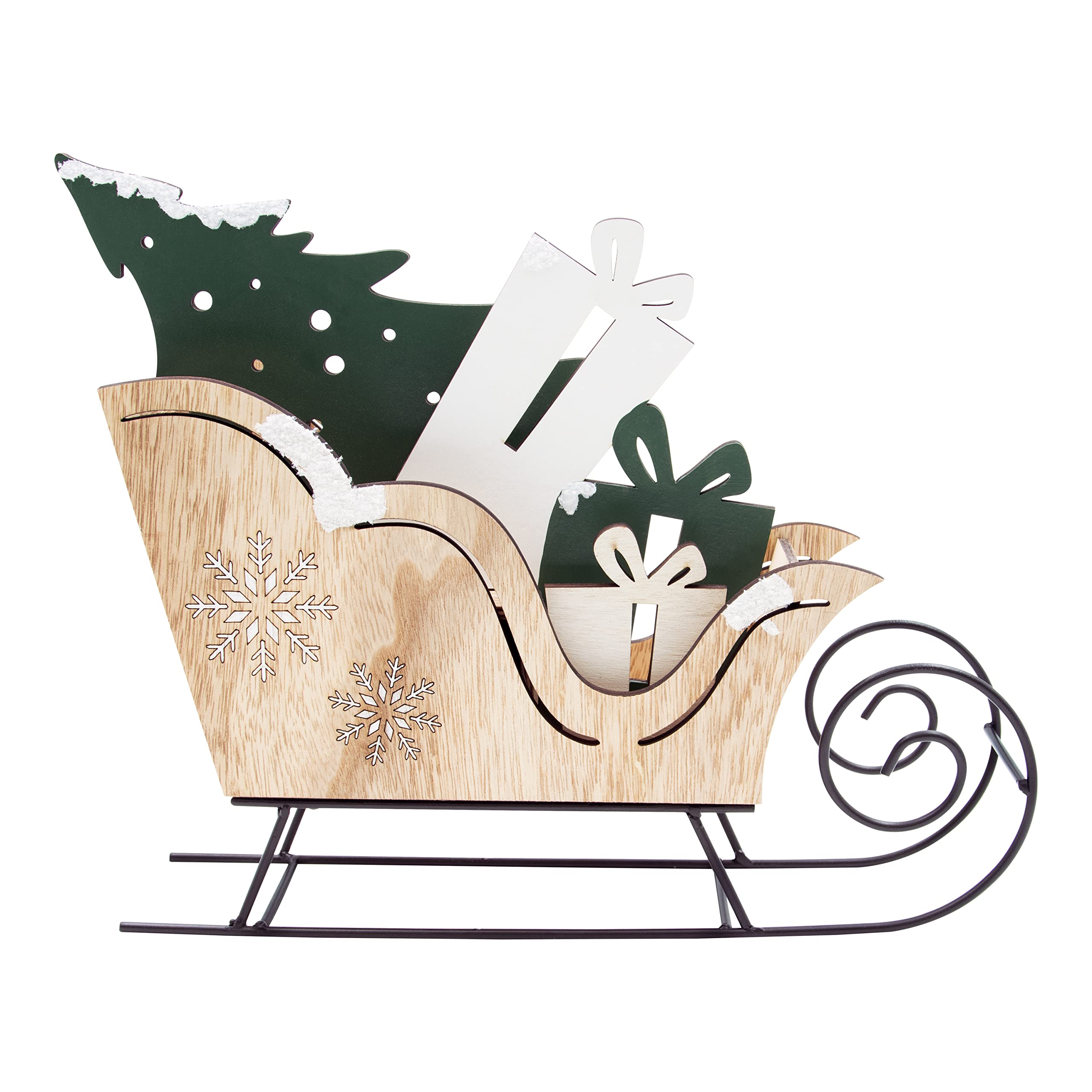 The Christmas Workshop Various 72749 Frosted Wooden Sleigh Ornament/Hand Crafted Christmas Decoration