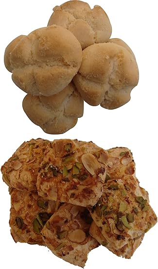 TT Traditionally Handmade Biscuit Cookie Nan Khatai and Badam Pista Tray Pack of 2 (Combo)