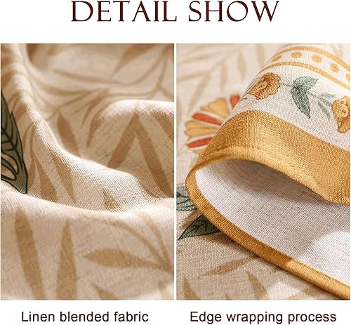 Miniatura 4 de Mantel de lino francés suave y duradero, mantel floral para cocina, comedor, mesas rectangulares para fiestas de Navidad, 55 x 79 pulgadas