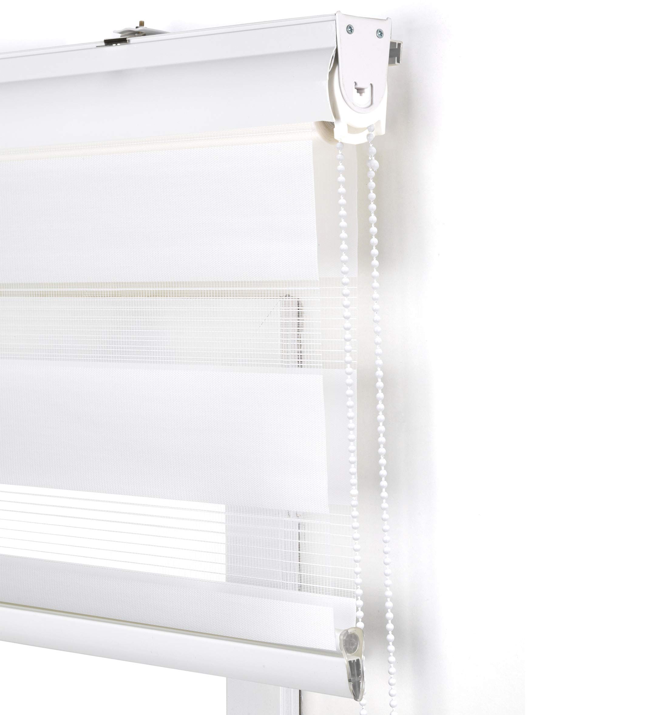 Blindecor Vela tenda a rullo in doppio strato notte e giorno con cassonetto in alluminio | Bianco sporco, tenda per interne 140 x 180 cm (Larghezza x Altezza) | Dimensioni del tessuto 137 x 175 cm
