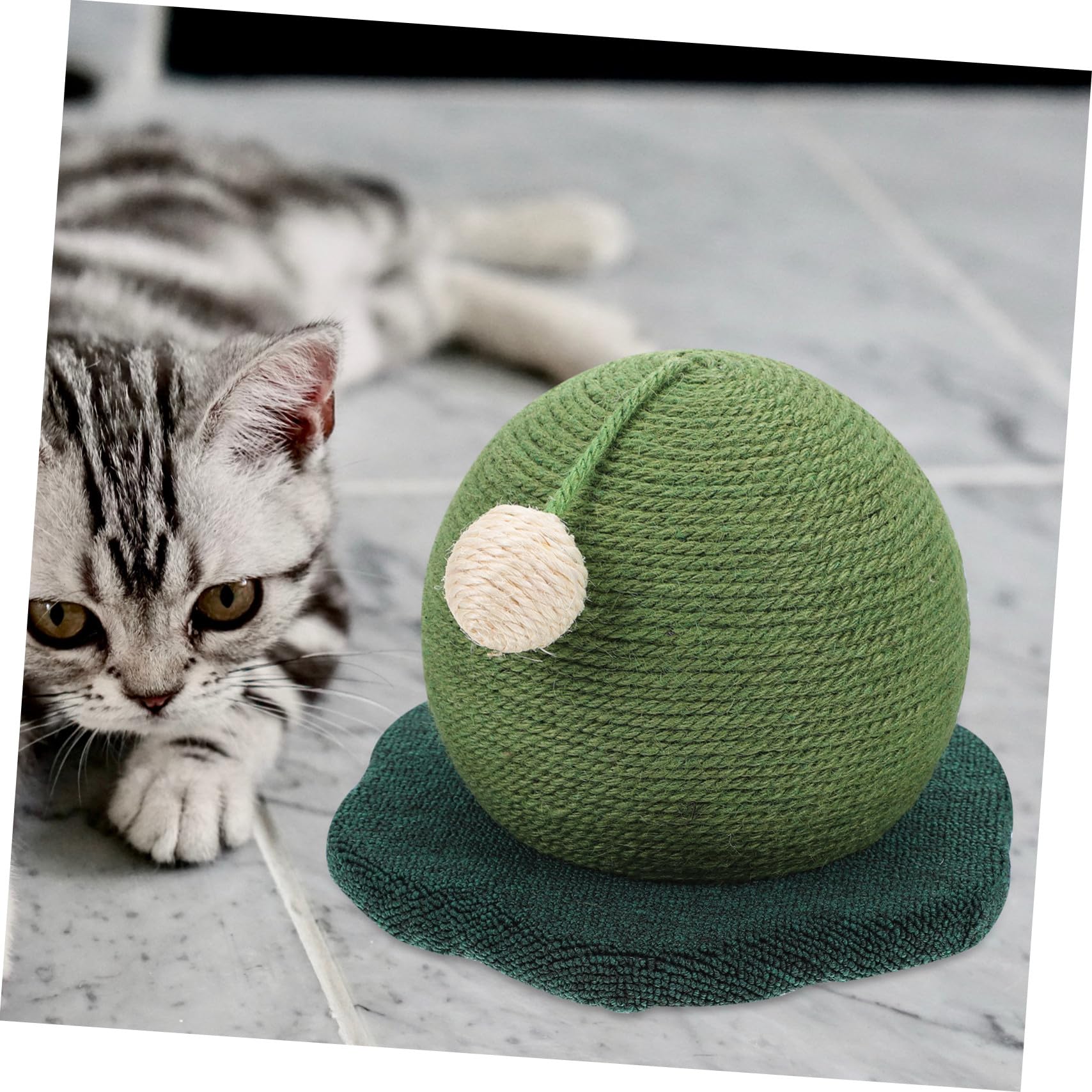 Griffoir pour Chat de Boule, Jouet Vert en Bois et Corde