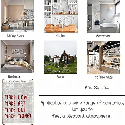 Miniatura 5 de Letreros de moda con texto en inglés Make Love Make de metal para hacer dinero, color rojo retro, de 8 x 12 pulgadas, pósteres para sala de estar,