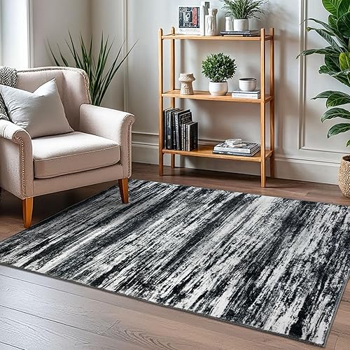 Miniatura 7 de KOZYFLY Alfombra de área moderna de 3 x 5 pies, color degradado, alfombra lavable para dormitorio, antideslizante, suave, resistente a las manchas,