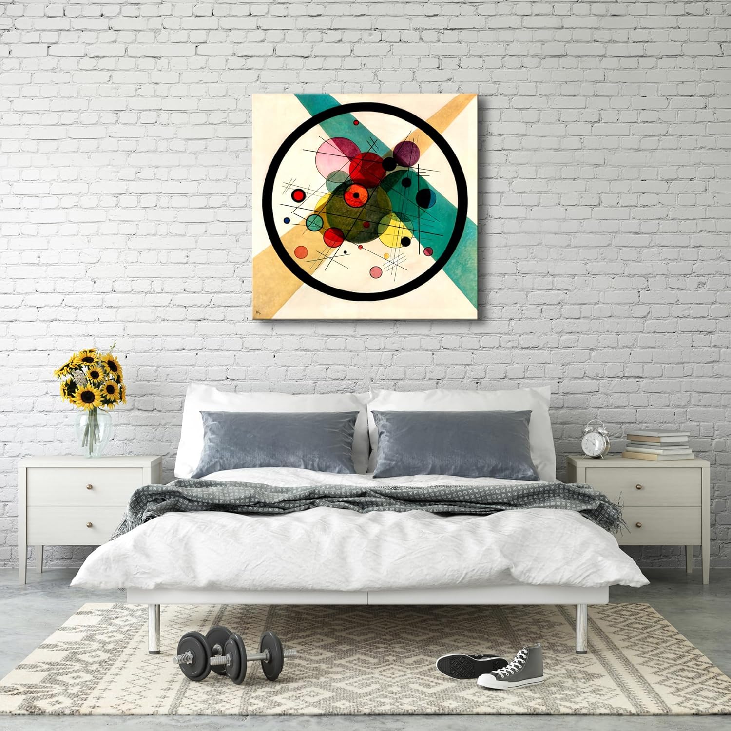Wieco Art Large Canvas Prints Wall Art Circles in a Circle, 1923 by Wassily Kandinsky Classic Abstract Art Reproductions Canvas Wall Art for Living Room Home Decor Wall Decorations