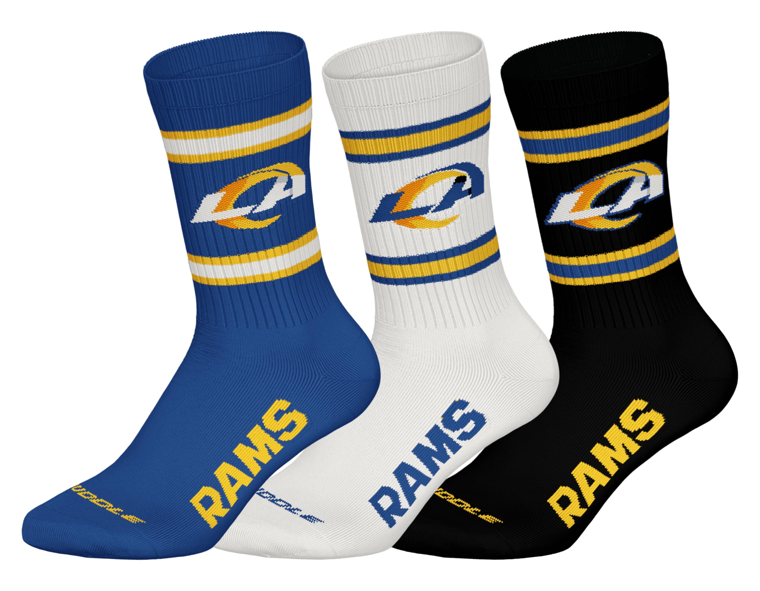 NFL LA RAMS 3pk Crew Socks - BLU/WHT/BLK - 43/46